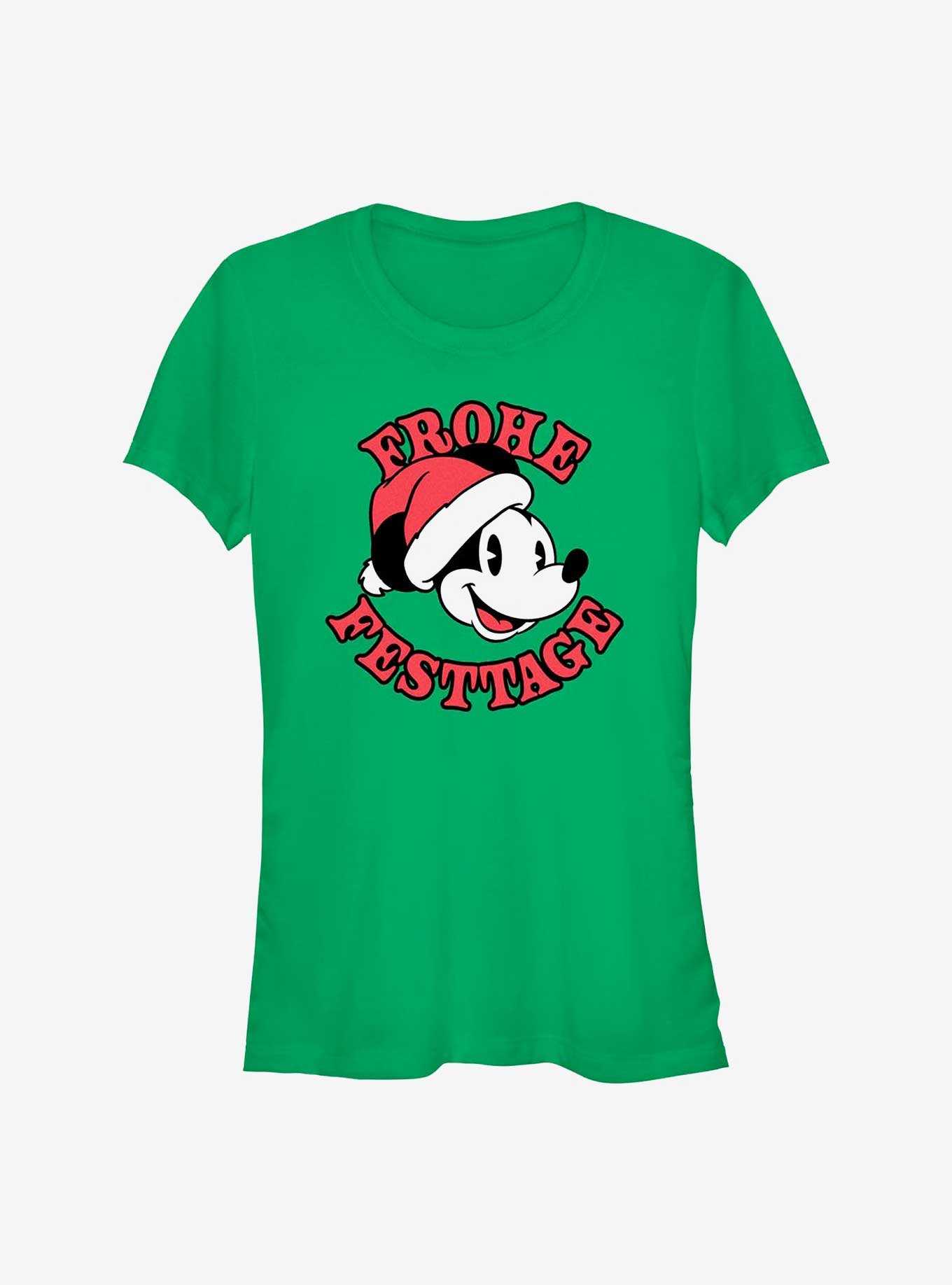 Disney Mickey Mouse Frohe Festtage Happy Holidays in German Girls T-Shirt, , hi-res