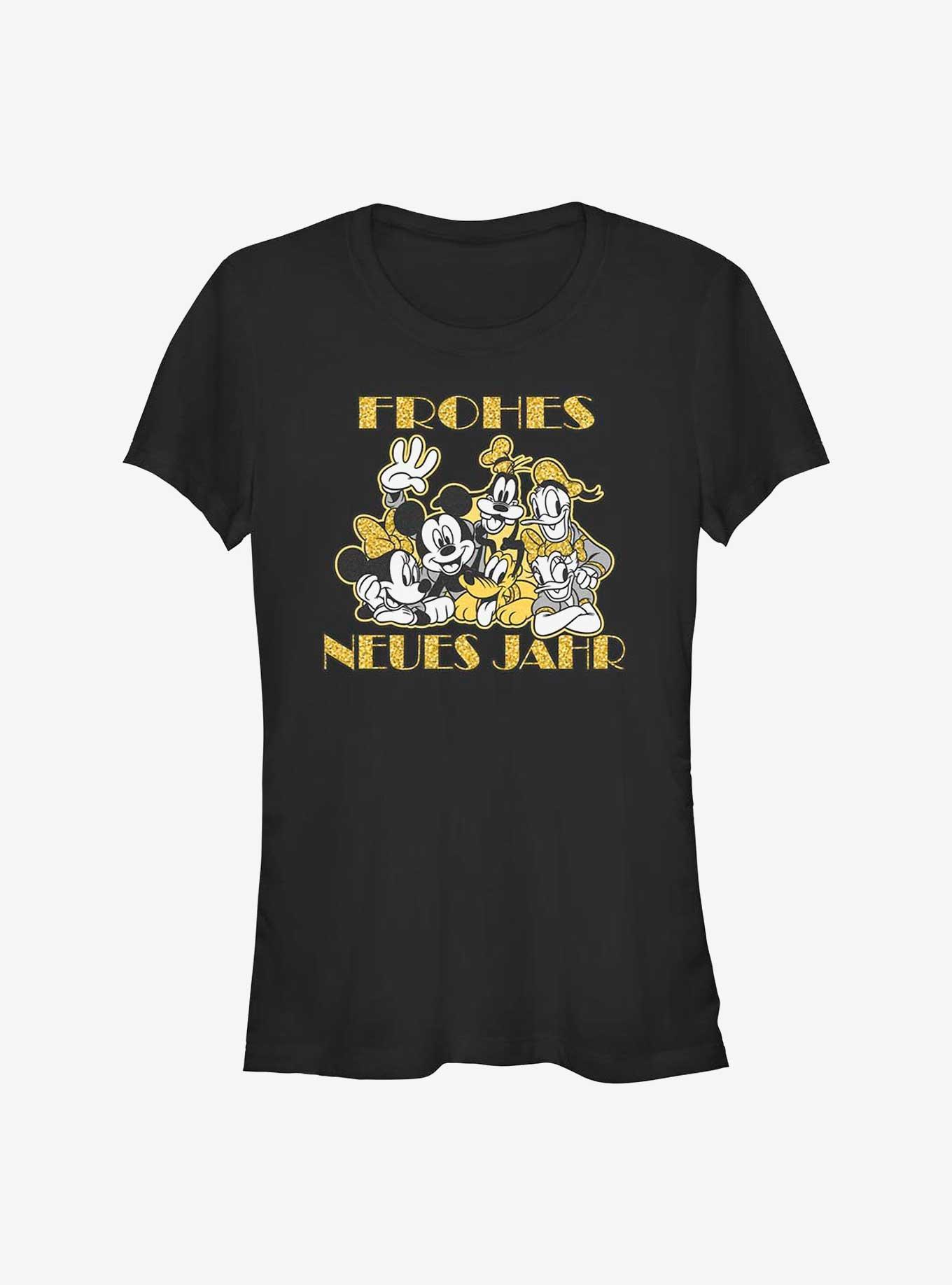 Disney Mickey Mouse Frohes Neues Jahr Happy New Year in German Girls T-Shirt