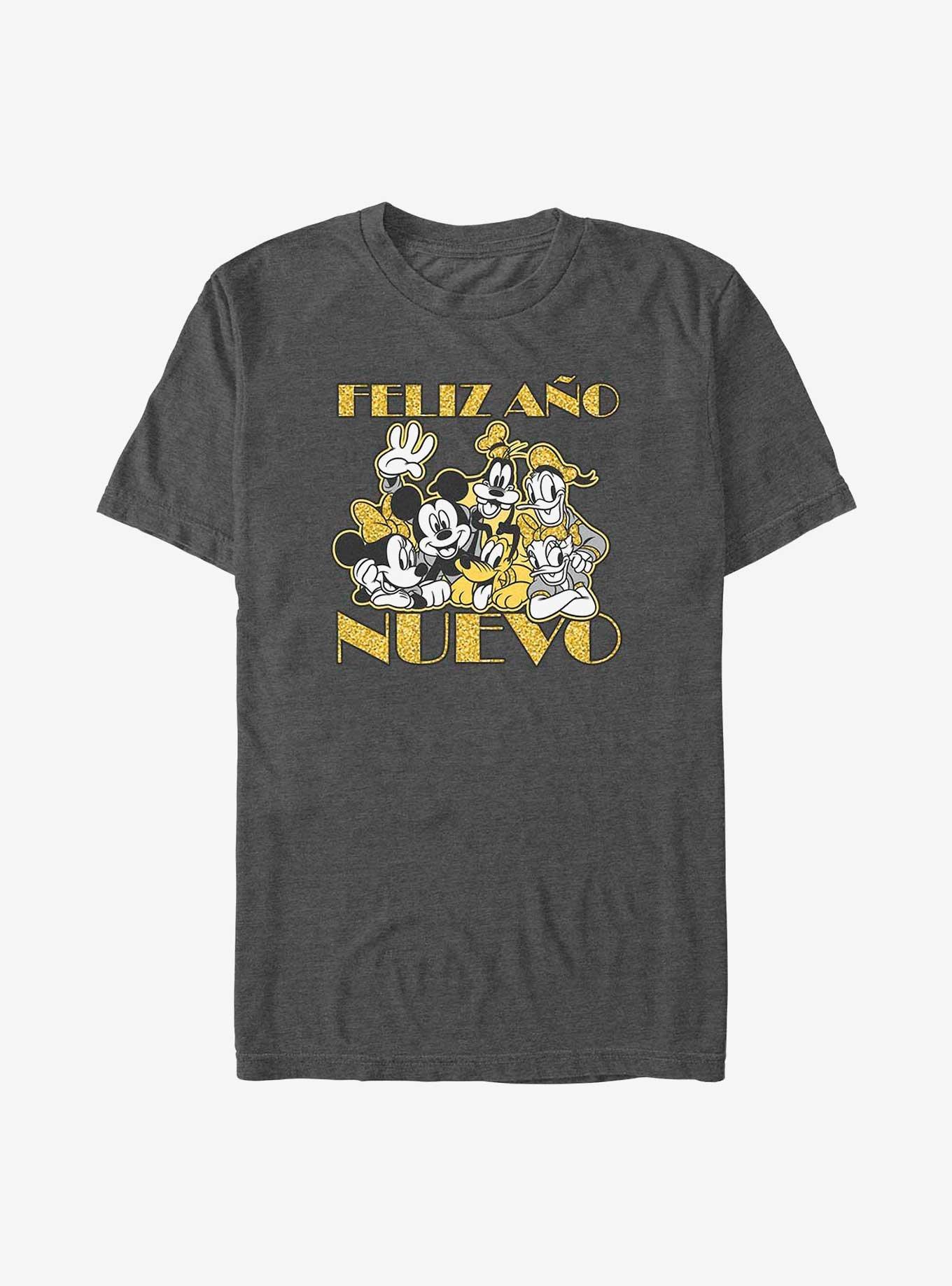 Disney Mickey Mouse Feliz Ano Nuevo Happy New Year in Spanish T-Shirt, CHAR HTR, hi-res