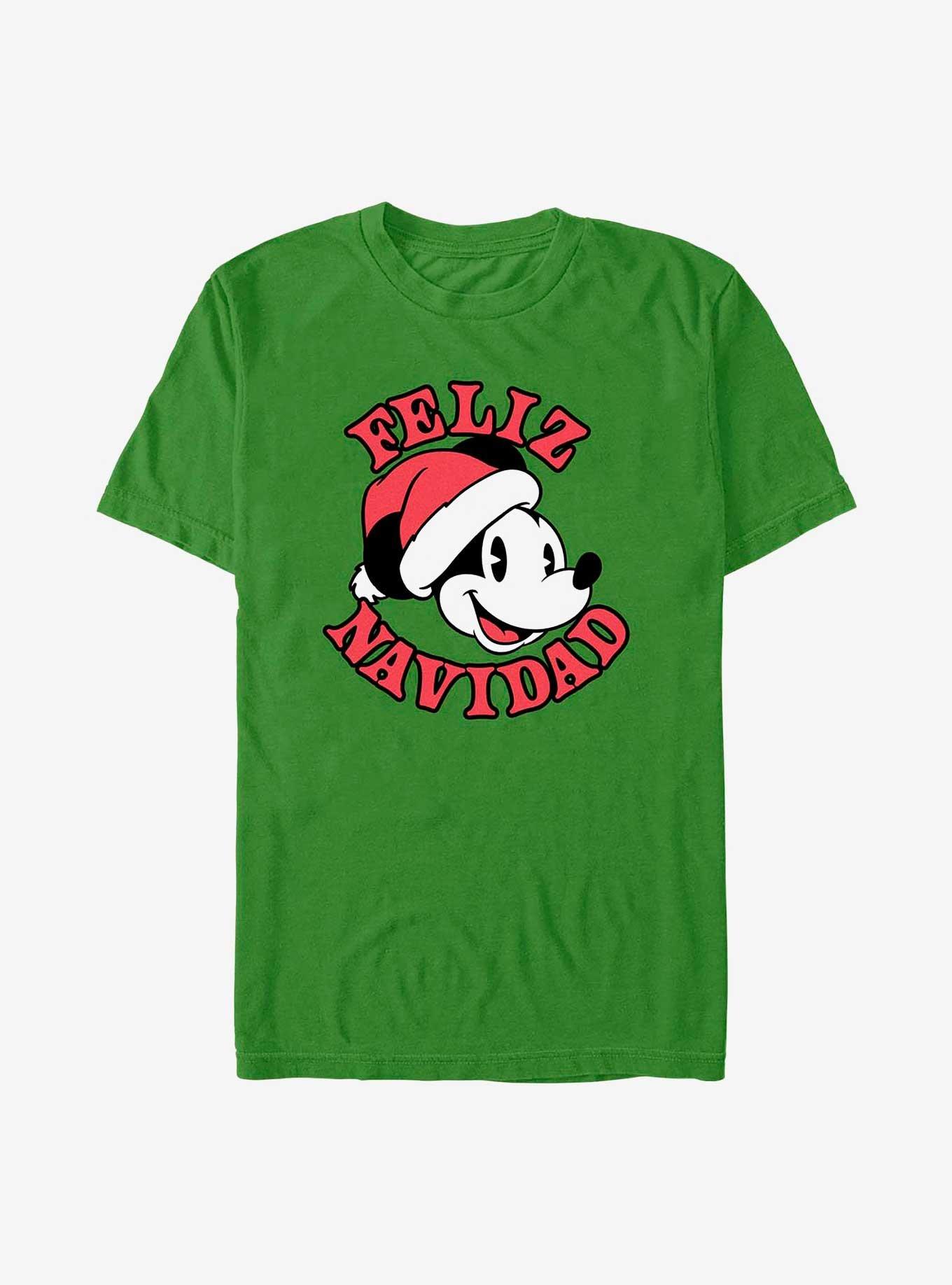 Disney Mickey Mouse Feliz Navidad Merry Christmas in Spanish T-Shirt, KELLY, hi-res