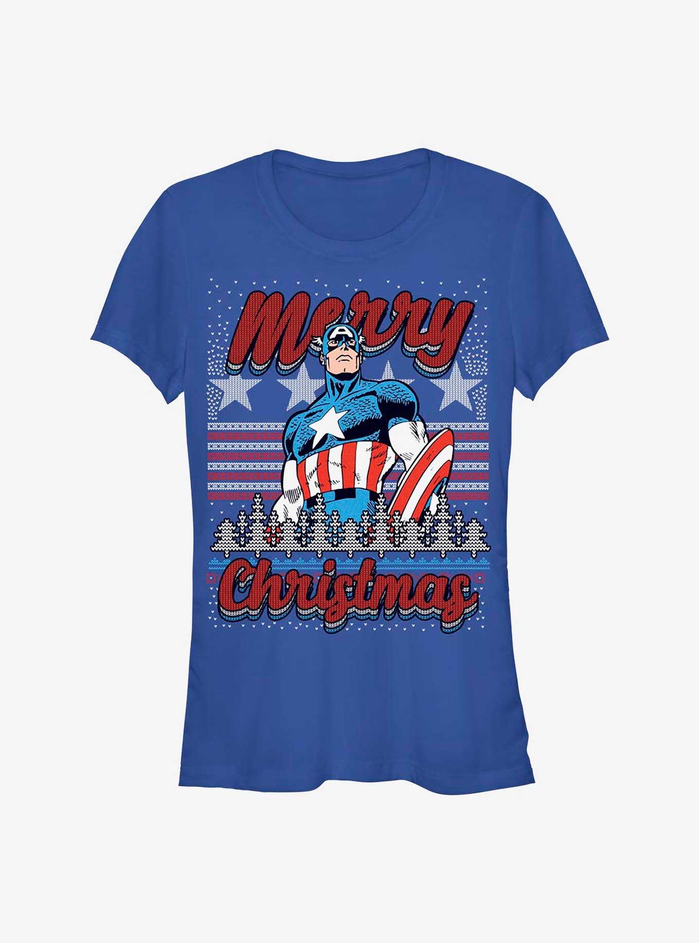 Marvel Captain America Christmas Girls T-Shirt, ROYAL, hi-res