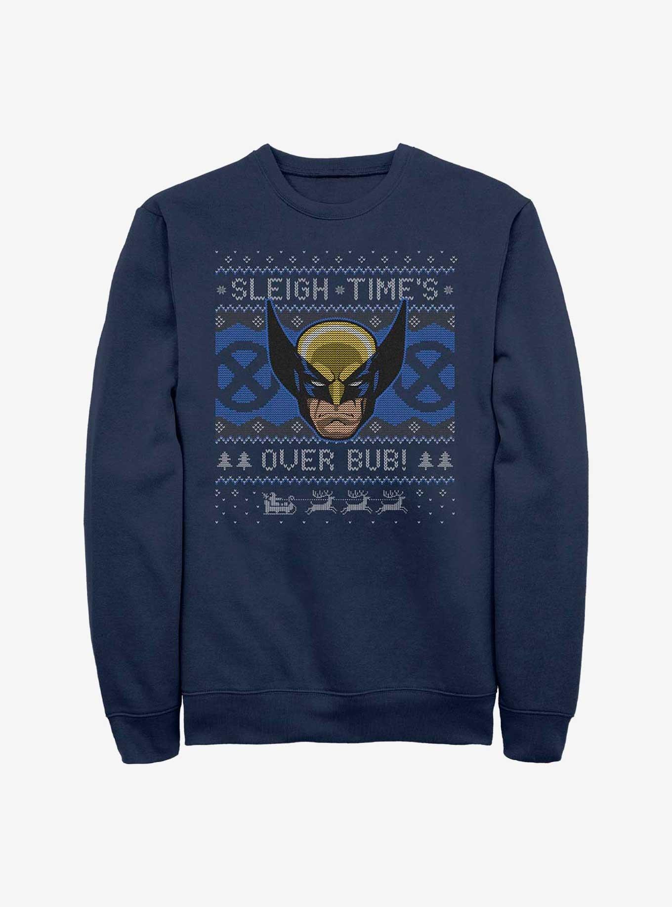 Marvel X-Men Wolverine Ugly Christmas Sweatshirt, NAVY, hi-res