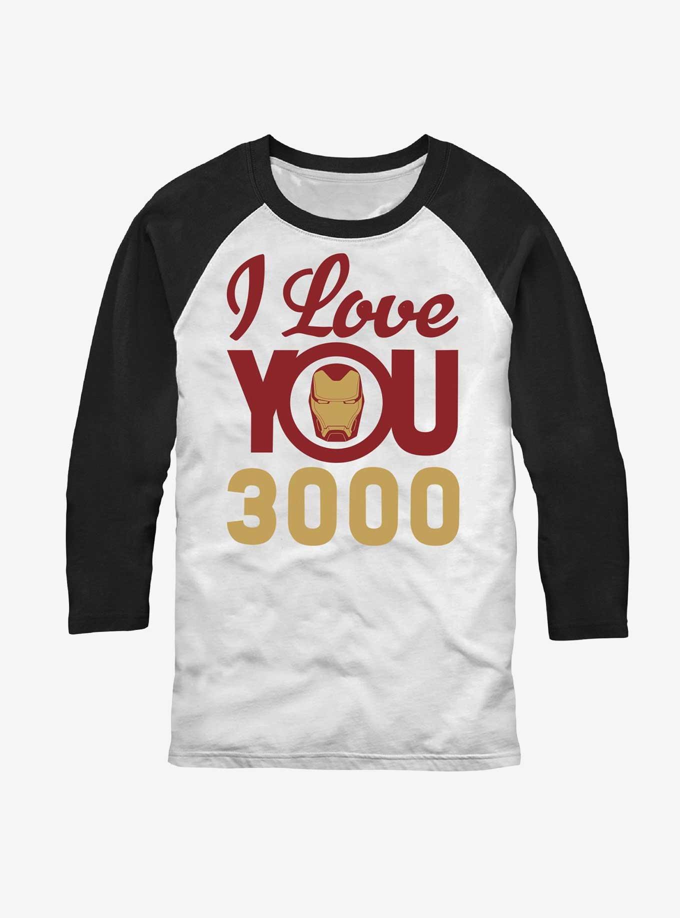 Marvel Avengers Iron Man I Love You 3000 Raglan T-Shirt, WHTBLK, hi-res