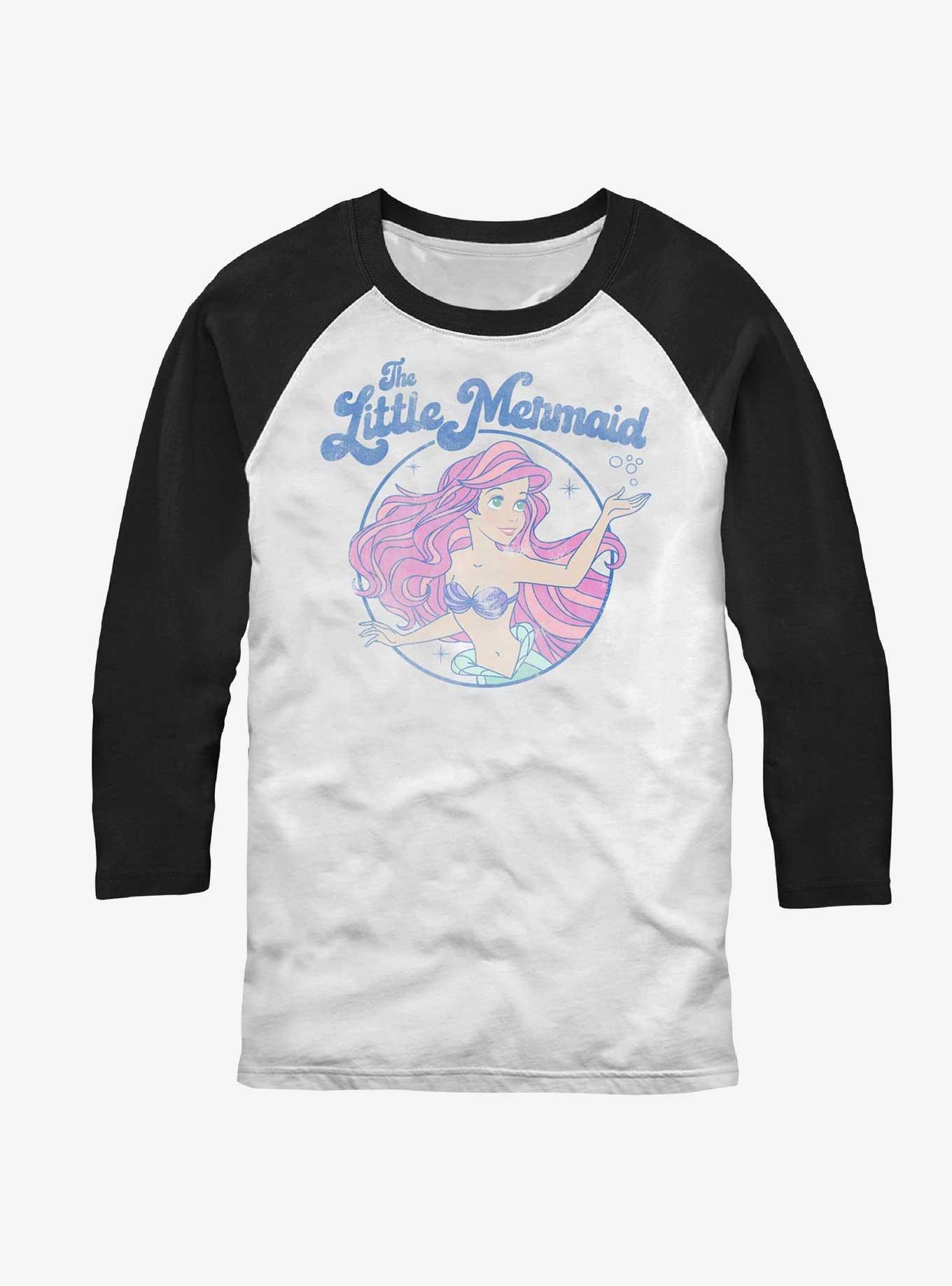 Disney The Little Mermaid Faded Ariel Raglan T-Shirt, WHTBLK, hi-res