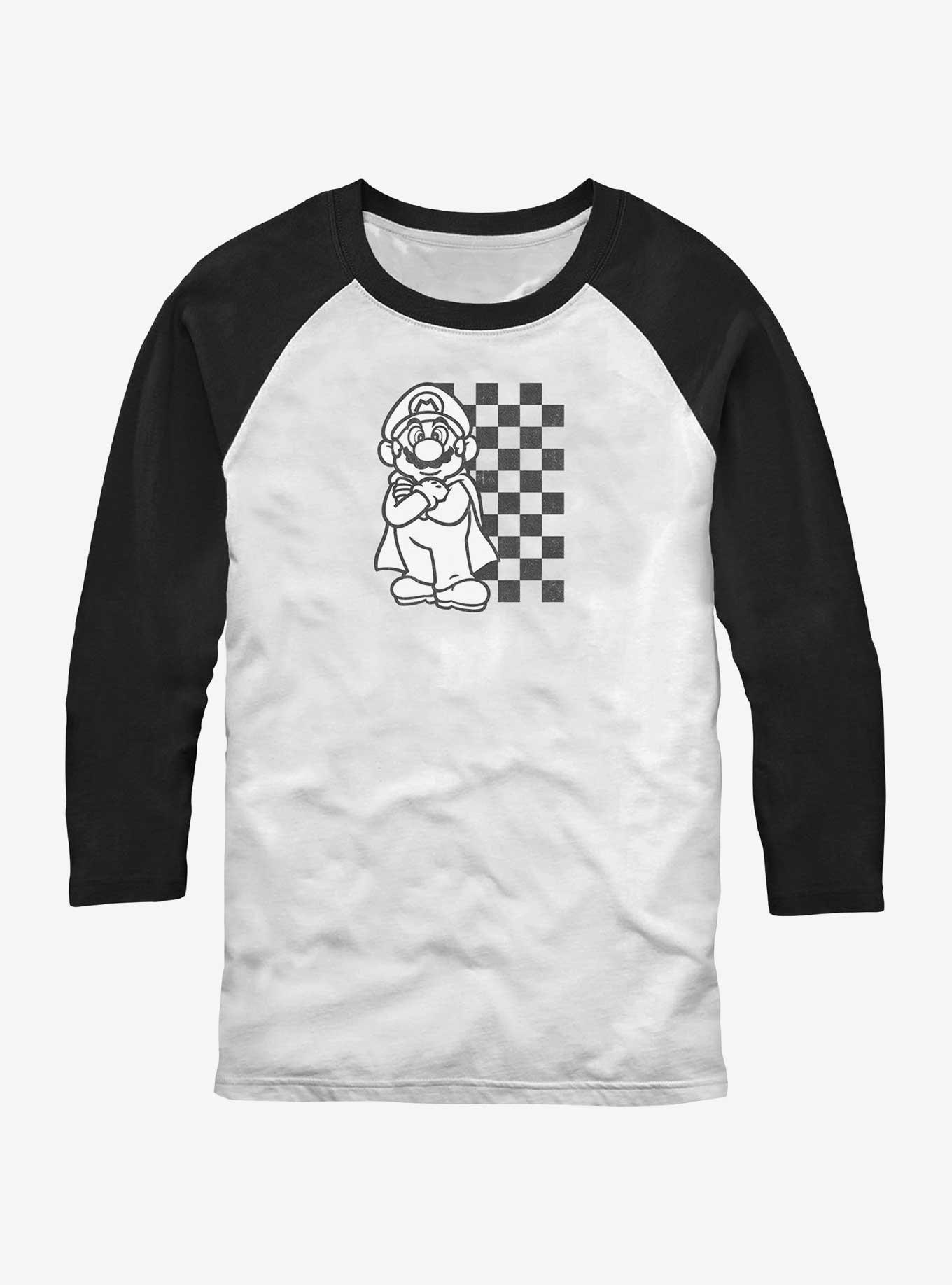 Nintendo Mario Checkered Mario Raglan T-Shirt, WHTBLK, hi-res