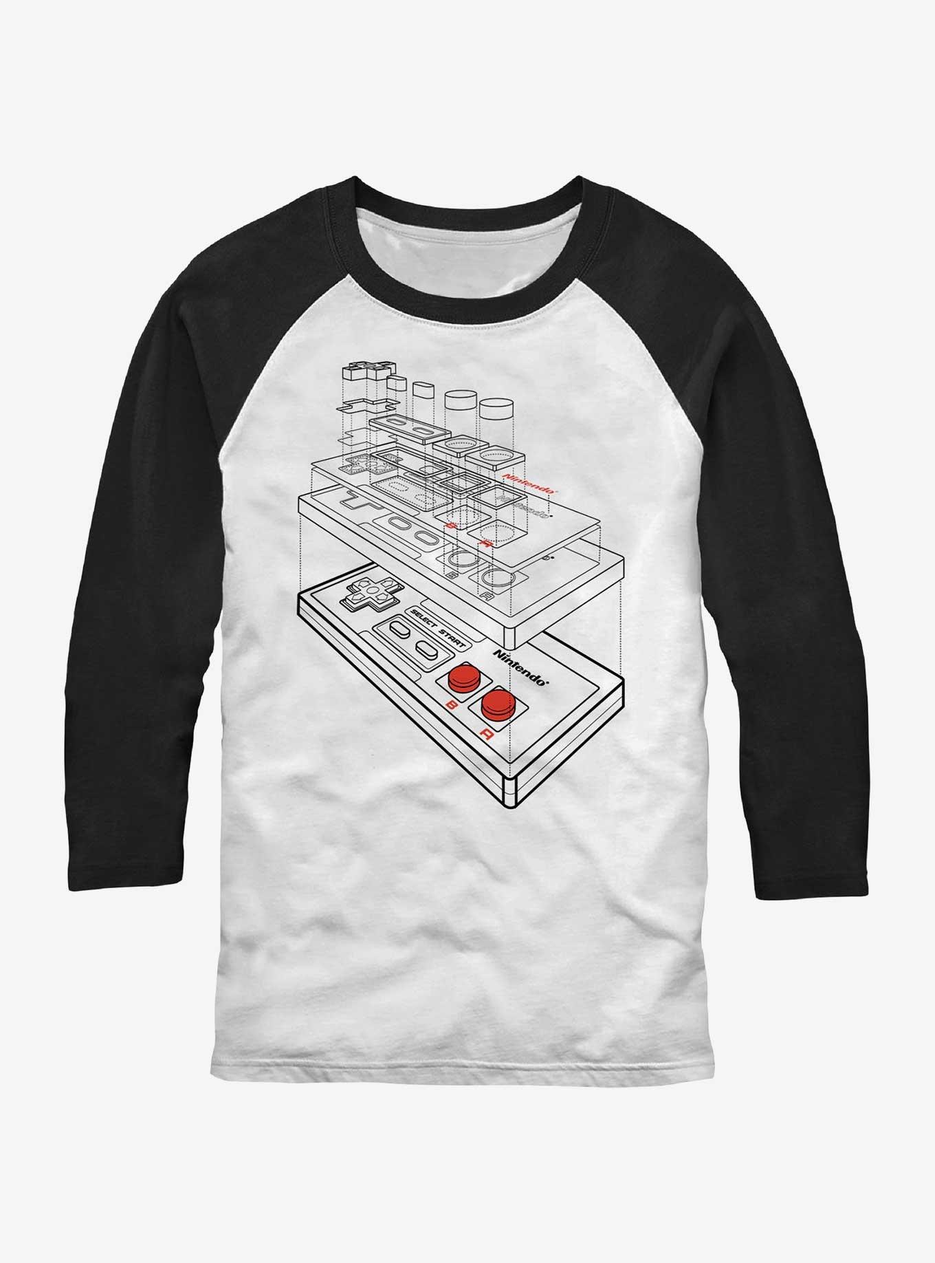 Nintendo Controller Schematic Raglan T-Shirt, , hi-res