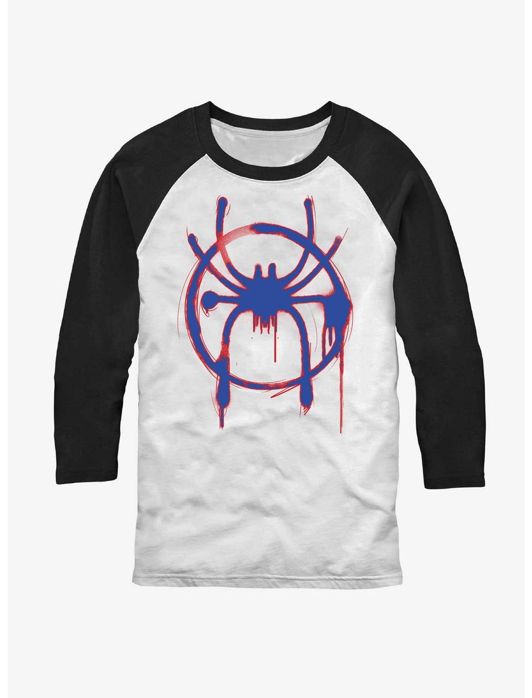 Marvel Spider-Man Miles Morales Spray Paint Logo Raglan T-Shirt, WHTBLK, hi-res