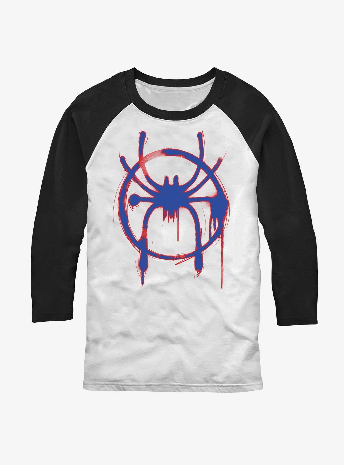 Marvel Spider-Man Miles Morales Spray Paint Logo Raglan T-Shirt, WHTBLK, hi-res