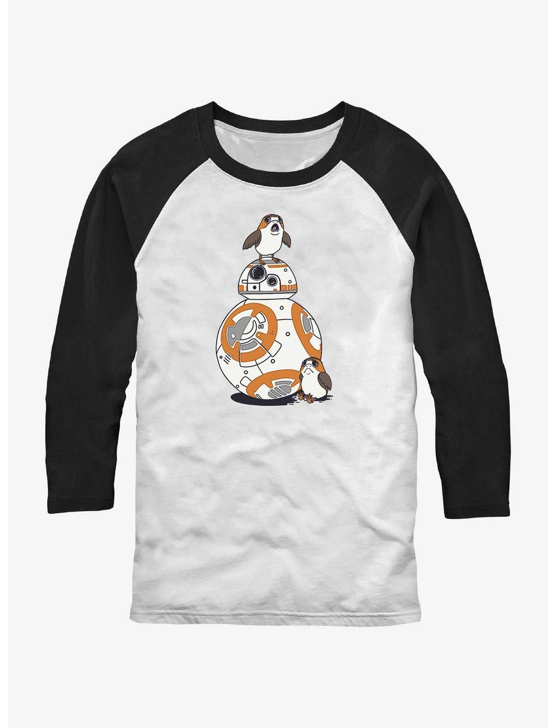 Star Wars: The Last Jedi Tiny Porgs and BB-8 Raglan T-Shirt, WHTBLK, hi-res