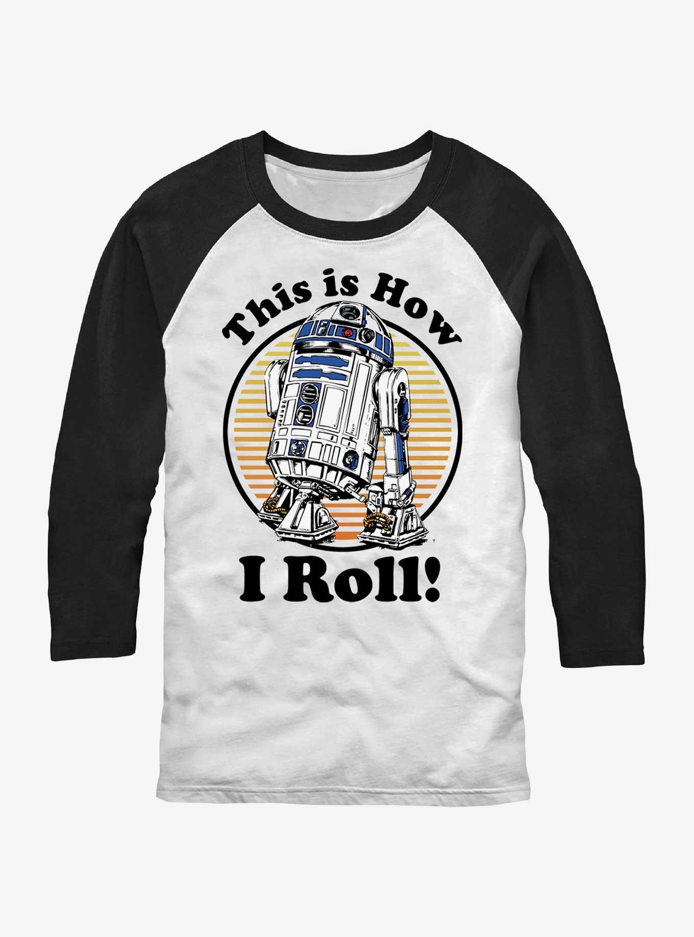Star Wars R2-D2 How I Roll Raglan T-Shirt, WHTBLK, hi-res