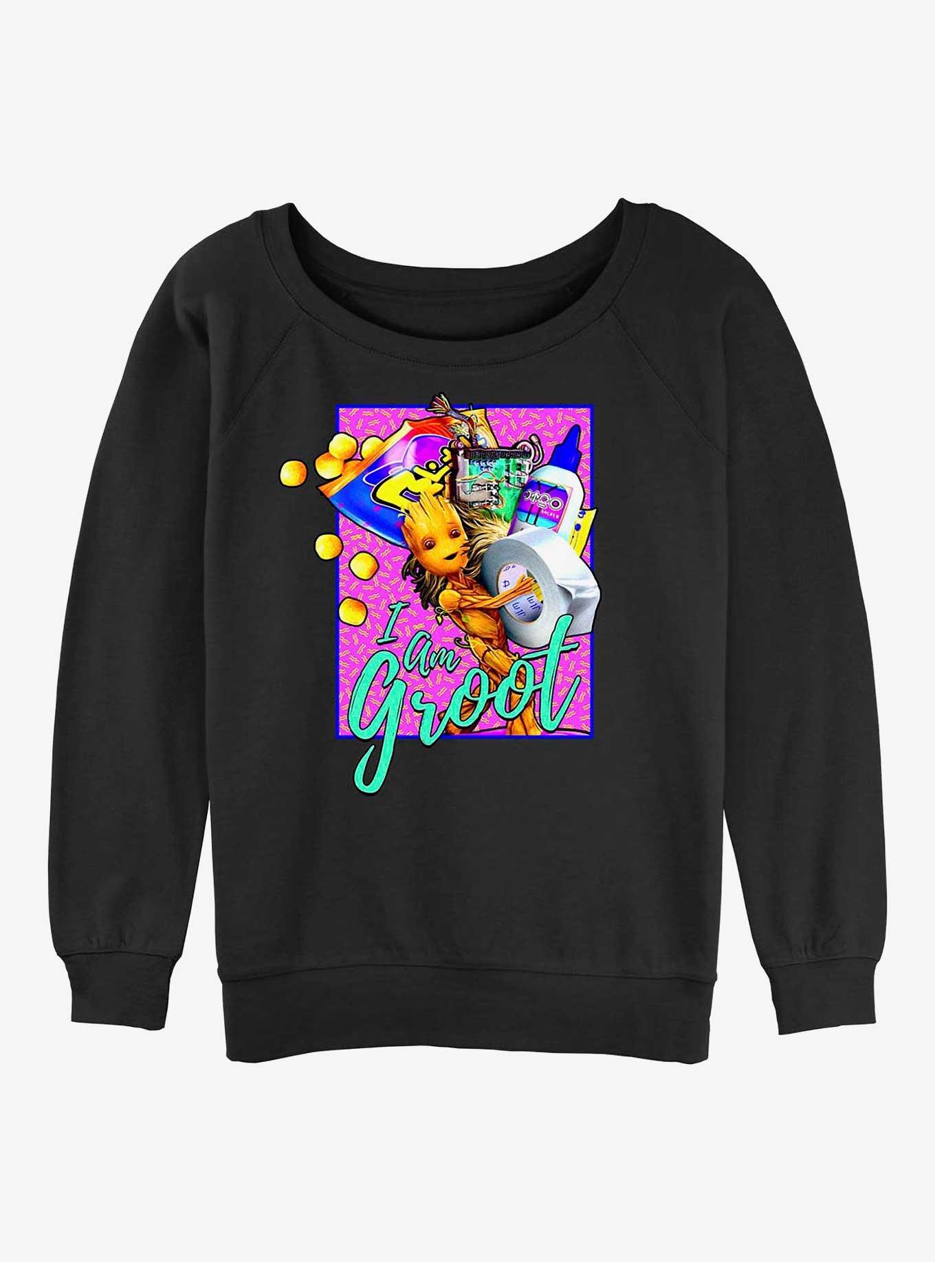 Marvel Guardians of the Galaxy Rad Groot Girls Slouchy Sweatshirt, BLACK, hi-res