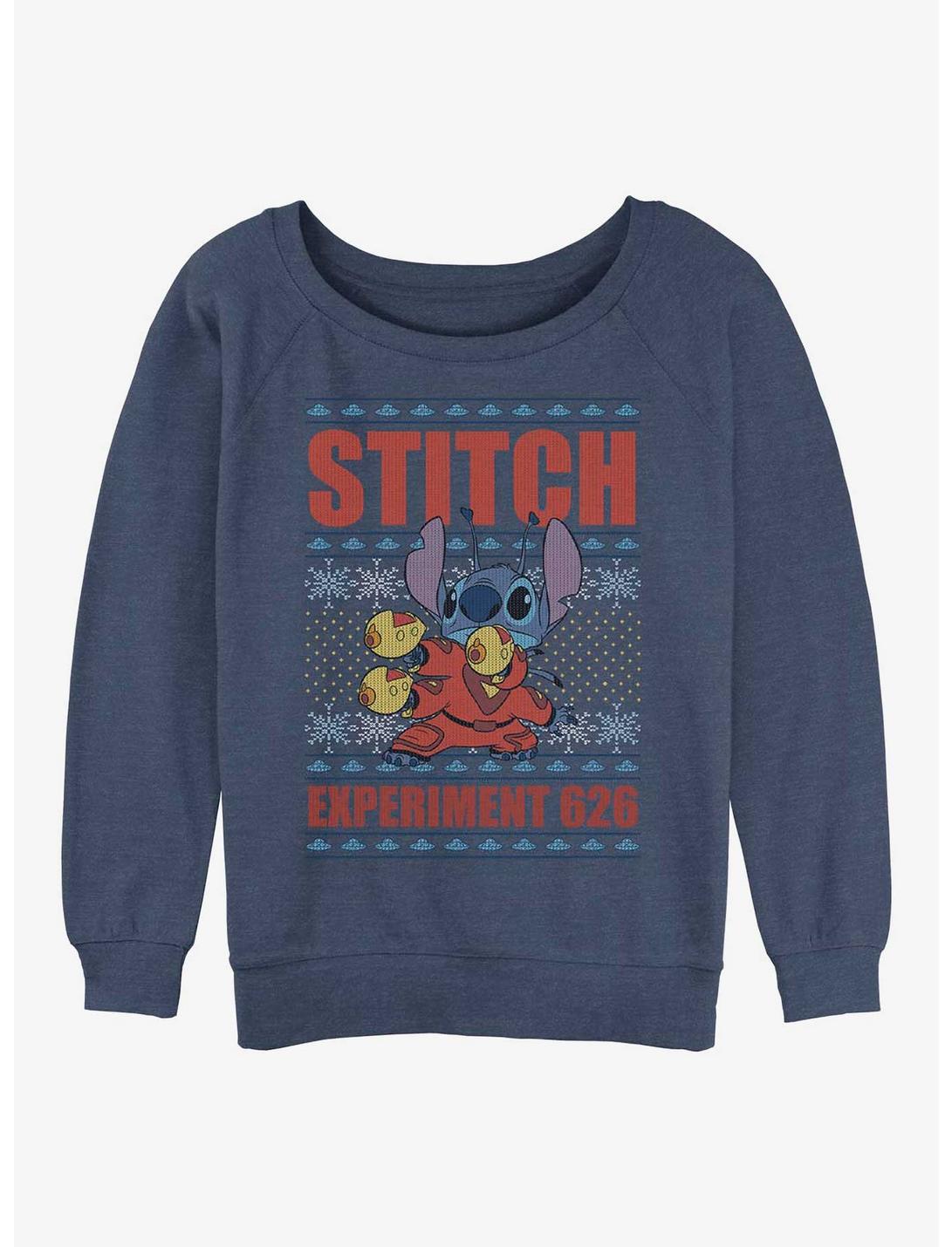 Disney Lilo & Stitch Experiment 626 Ugly Christmas Girls Slouchy Sweatshirt, BLUEHTR, hi-res