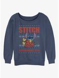 Disney Lilo & Stitch Experiment 626 Ugly Christmas Girls Slouchy Sweatshirt, BLUEHTR, hi-res