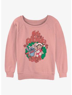 Disney Lilo & Stitch Mele Kalikimaka Wreath Girls Slouchy Sweatshirt, , hi-res