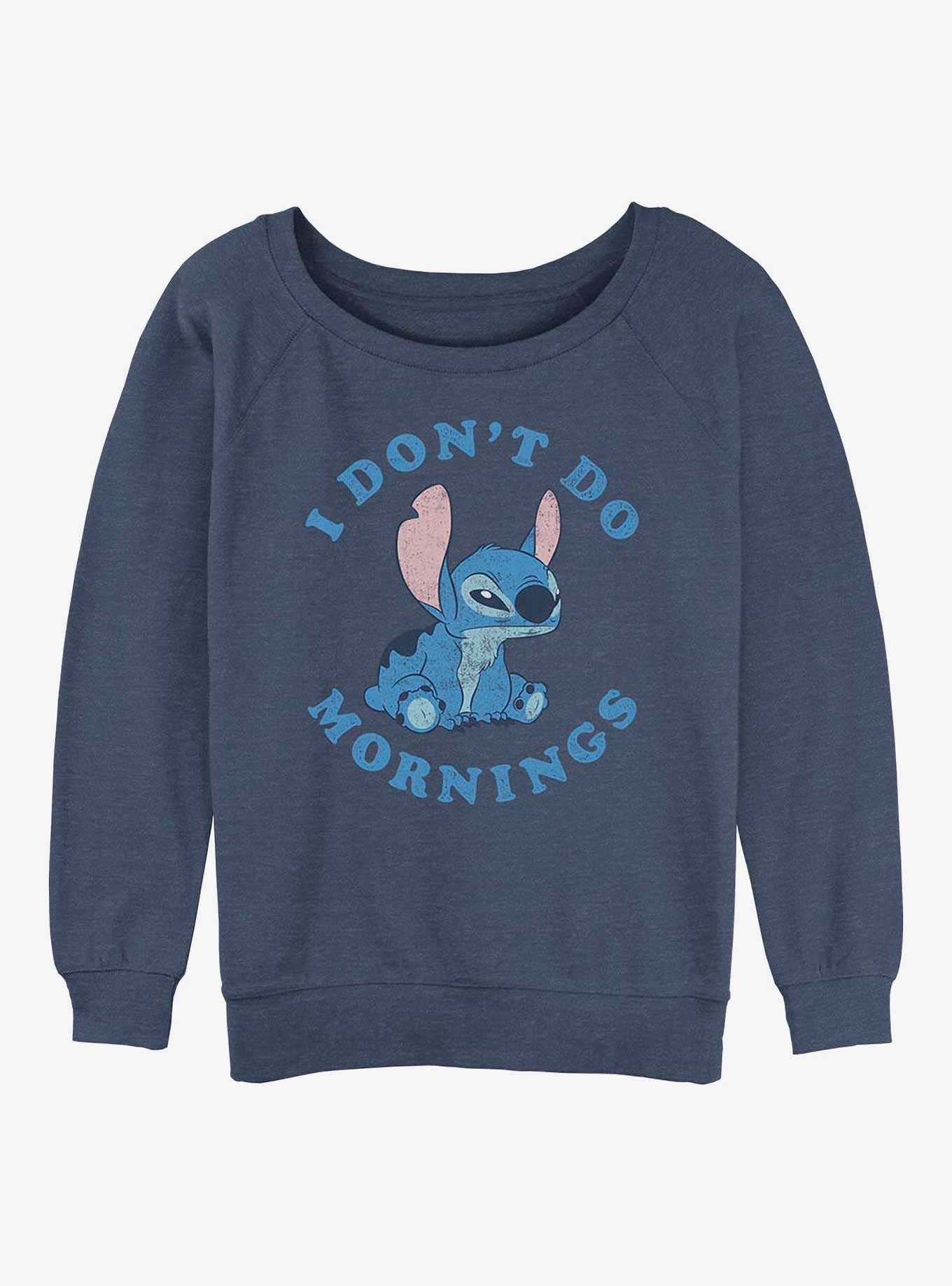 Disney Lilo & Stitch I Don't Do Mornings Girls Slouchy Sweatshirt, , hi-res