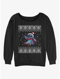 Disney Lilo & Stitch Snow Day Ugly Christmas Girls Slouchy Sweatshirt, BLACK, hi-res