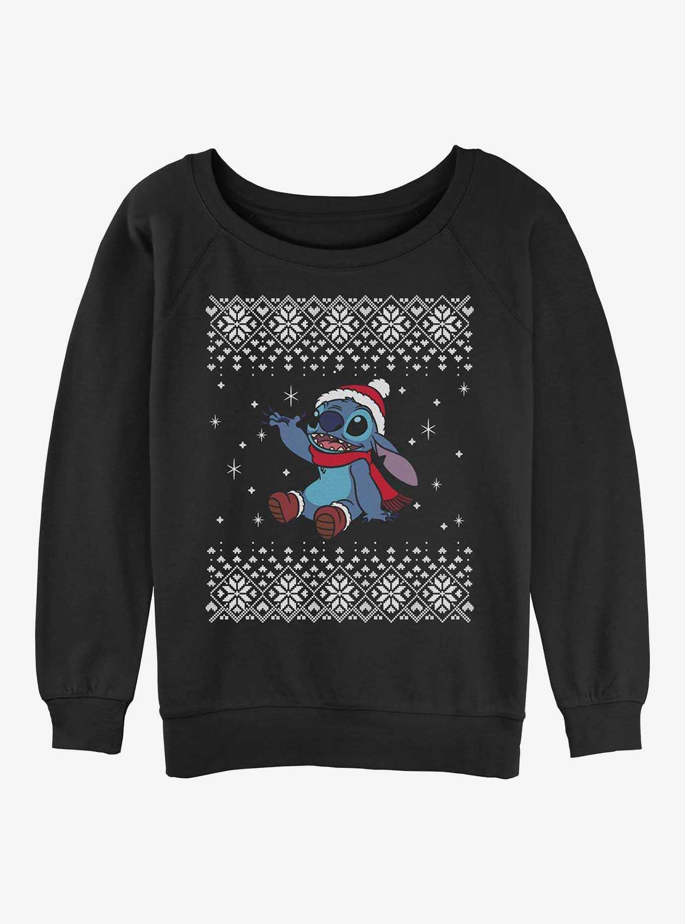 Disney Lilo & Stitch Snow Day Ugly Christmas Girls Slouchy Sweatshirt, , hi-res