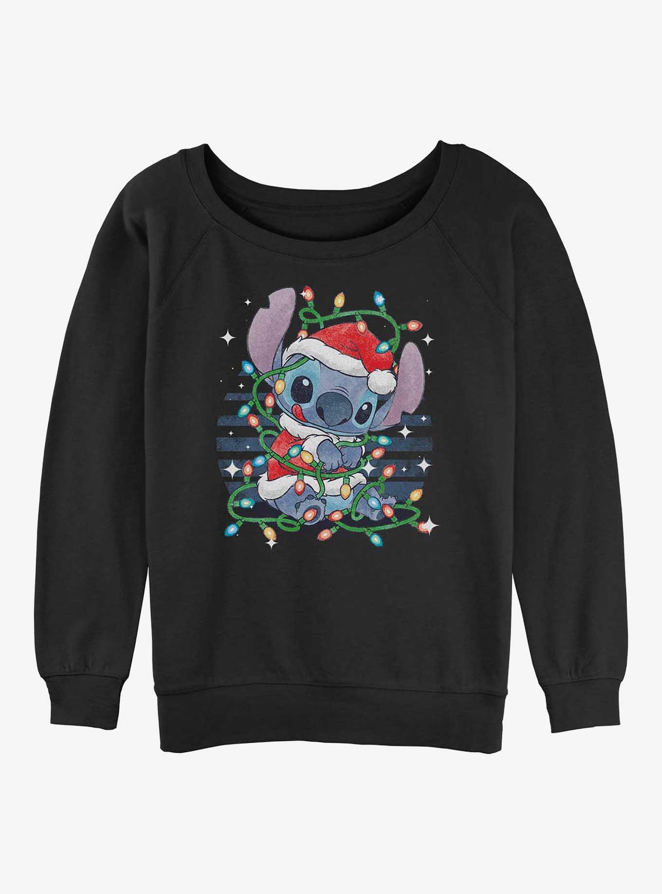 Disney Lilo & Stitch Christmas Lights Girls Slouchy Sweatshirt, , hi-res