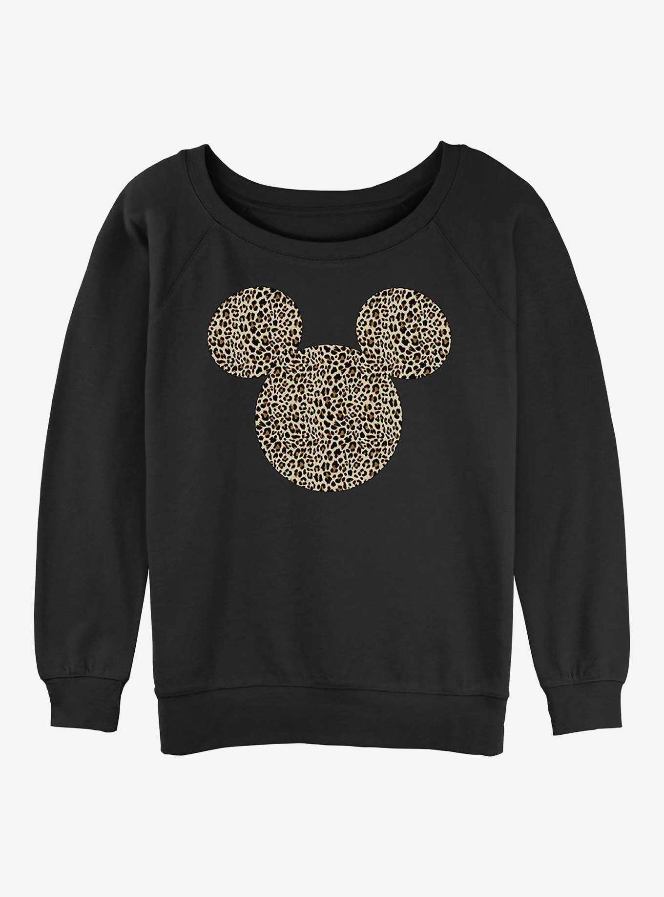 Disney Mickey Mouse Animal Print Ears Girls Slouchy Sweatshirt, , hi-res