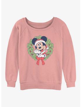 Disney Mickey Mouse Christmas Wreath Girls Slouchy Sweatshirt, , hi-res