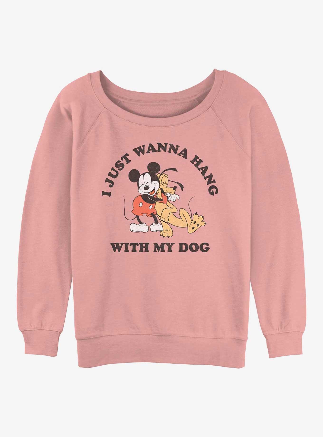 Disney Mickey Mouse & Pluto Dog Lover Girls Slouchy Sweatshirt, , hi-res