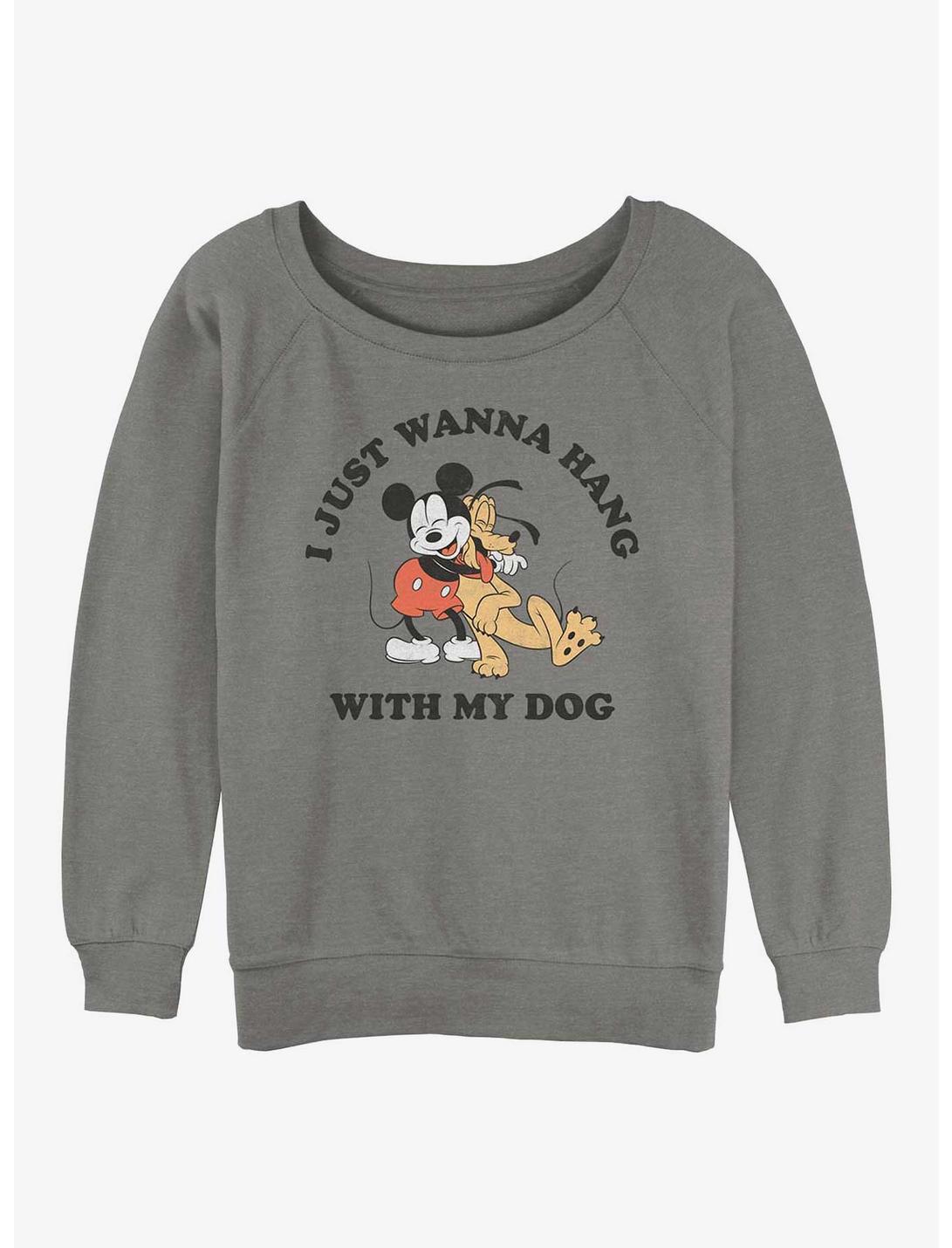 Disney Mickey Mouse & Pluto Dog Lover Girls Slouchy Sweatshirt, GRAY HTR, hi-res
