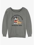 Disney Mickey Mouse & Pluto Dog Lover Girls Slouchy Sweatshirt, GRAY HTR, hi-res