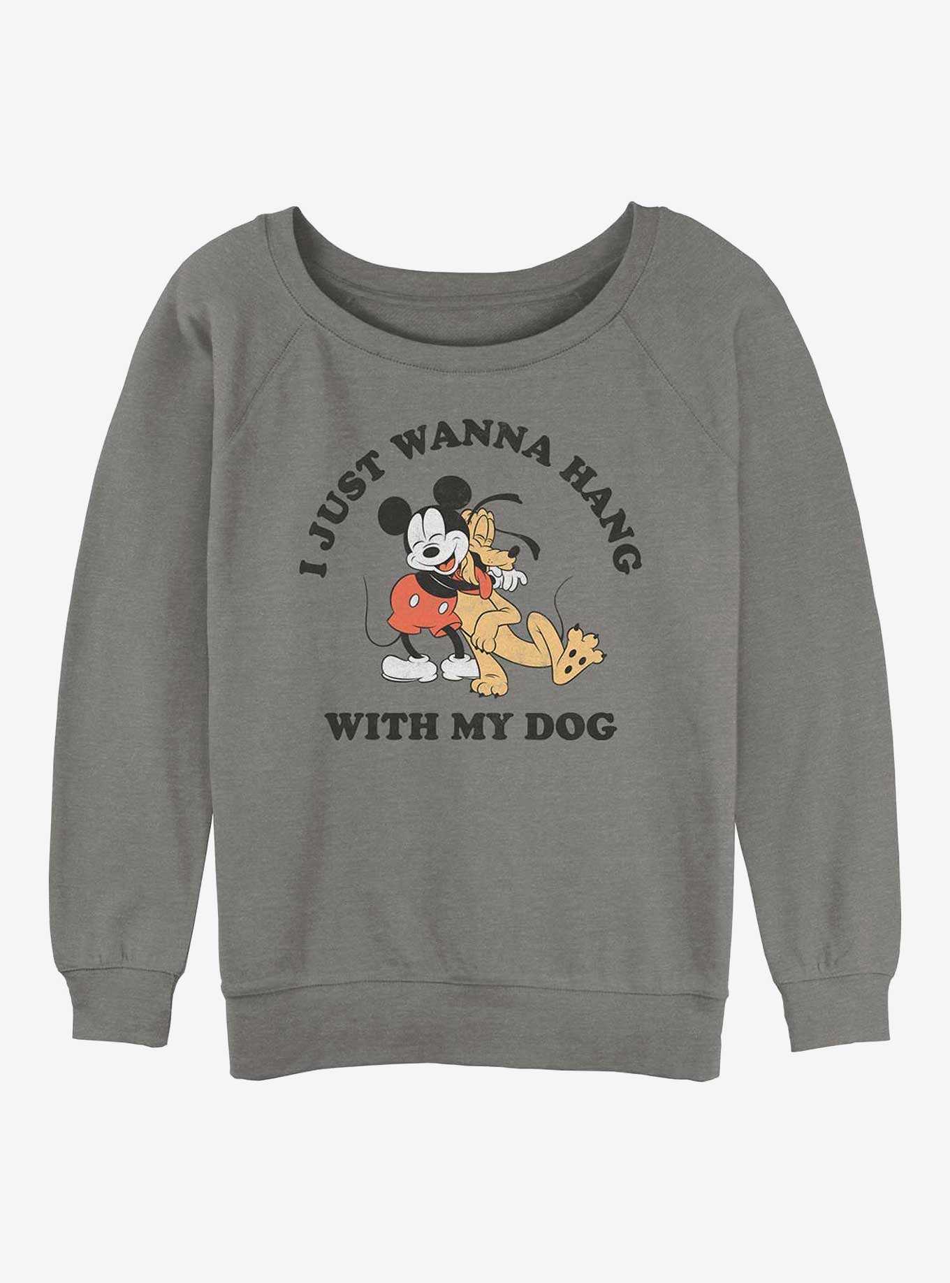 Disney Mickey Mouse & Pluto Dog Lover Girls Slouchy Sweatshirt, , hi-res