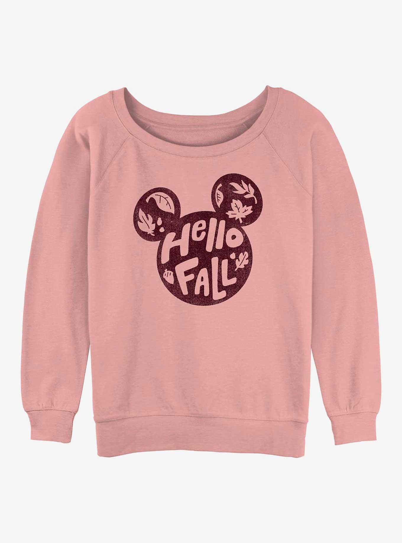 Disney Mickey Mouse Hello Fall Girls Slouchy Sweatshirt, DESERTPNK, hi-res