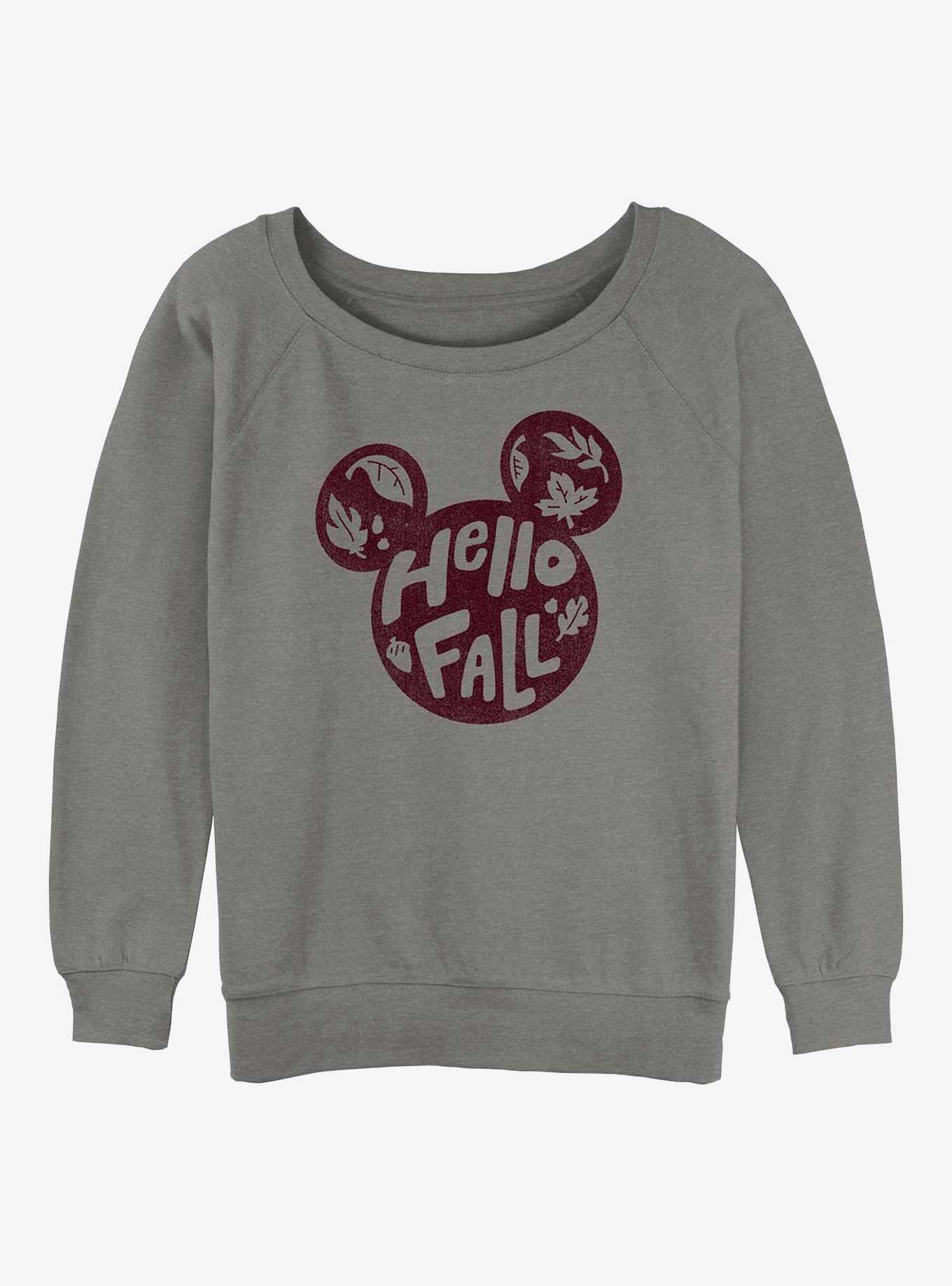Disney Mickey Mouse Hello Fall Girls Slouchy Sweatshirt, GRAY HTR, hi-res