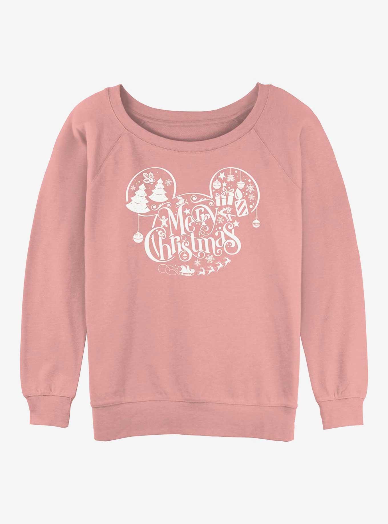 Disney Mickey Mouse Holiday Ears Girls Slouchy Sweatshirt, DESERTPNK, hi-res