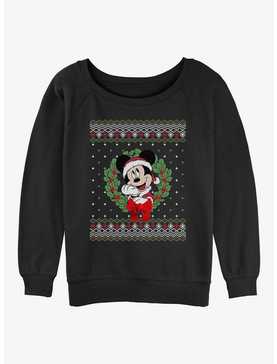 Disney Mickey Mouse Holiday Wreath Girls Slouchy Sweatshirt, , hi-res