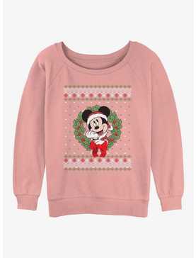 Disney Mickey Mouse Holiday Wreath Girls Slouchy Sweatshirt, , hi-res