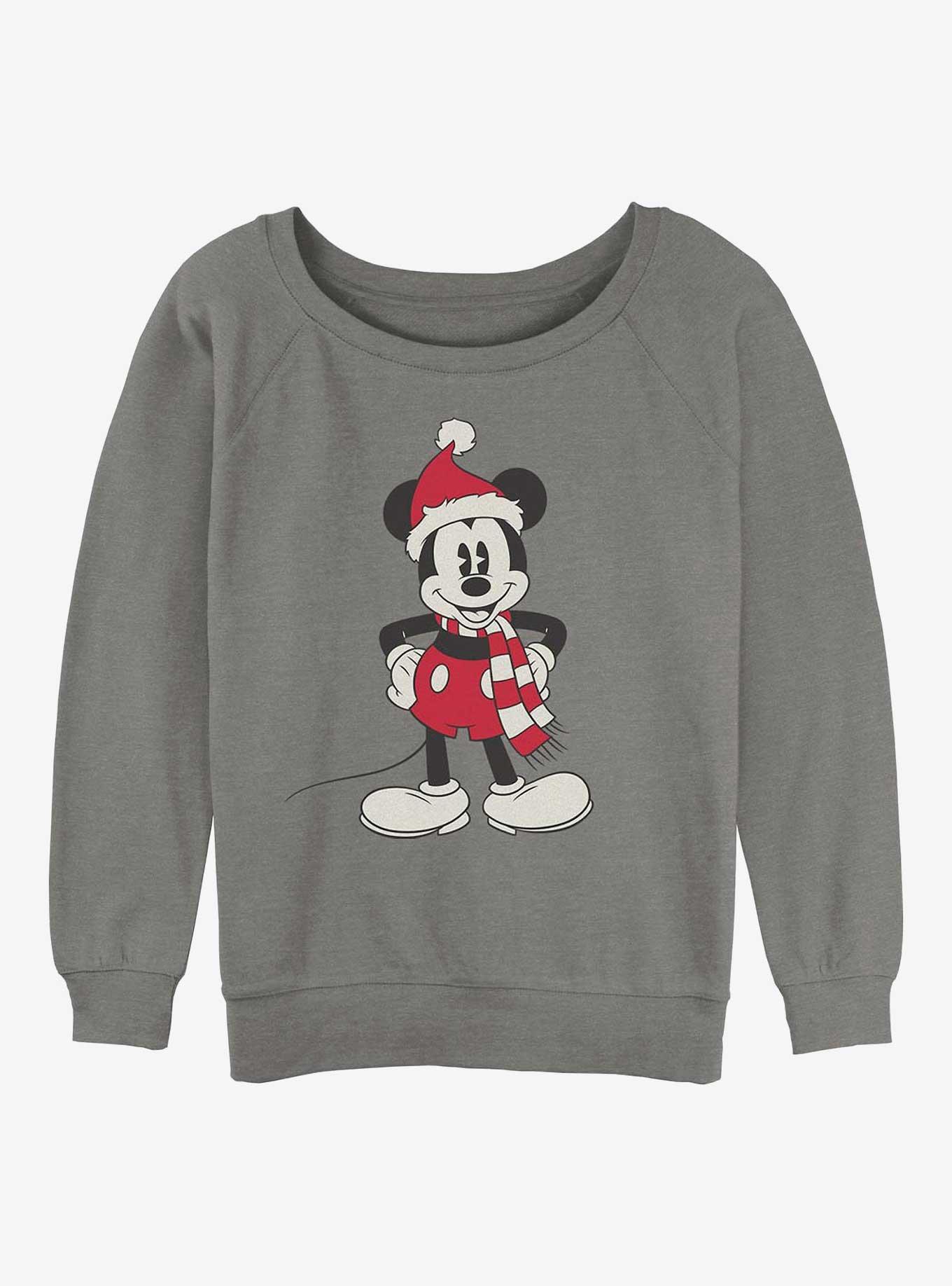 Disney Mickey Mouse Santa Hat Girls Slouchy Sweatshirt