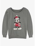Disney Mickey Mouse Santa Hat Girls Slouchy Sweatshirt, GRAY HTR, hi-res