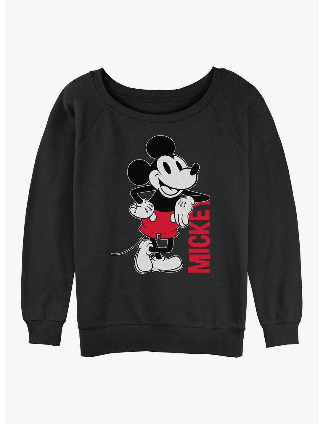 Disney Mickey Mouse Mickey Leaning Girls Slouchy Sweatshirt, BLACK, hi-res