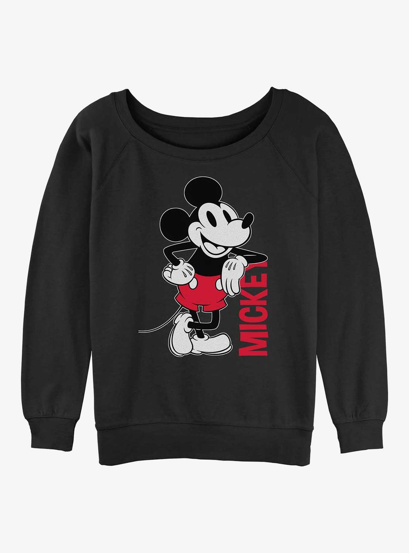 Disney Mickey Mouse Mickey Leaning Girls Slouchy Sweatshirt, BLACK, hi-res