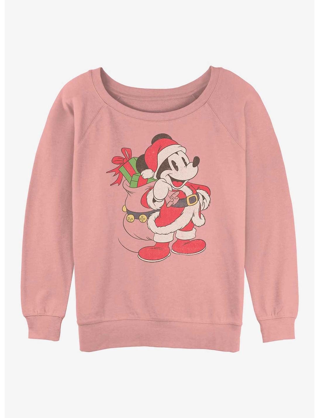 Disney Mickey Mouse Santa Mickey Girls Slouchy Sweatshirt, DESERTPNK, hi-res