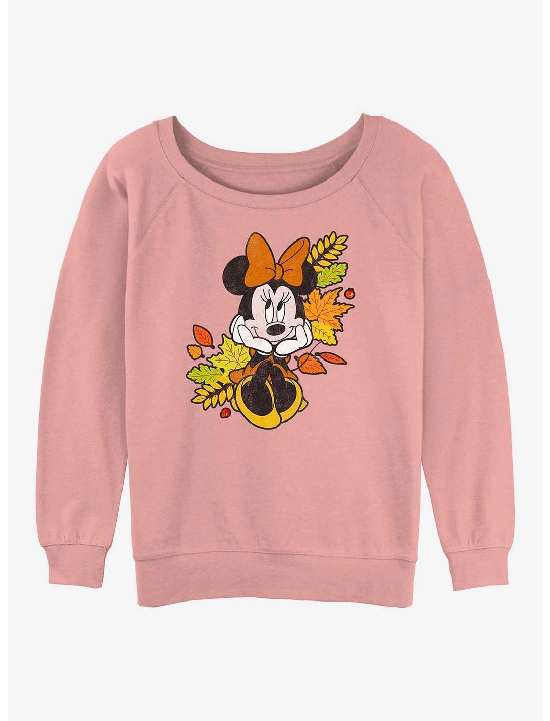 Disney Minnie Mouse Fall Leaves Girls Slouchy Sweatshirt, DESERTPNK, hi-res