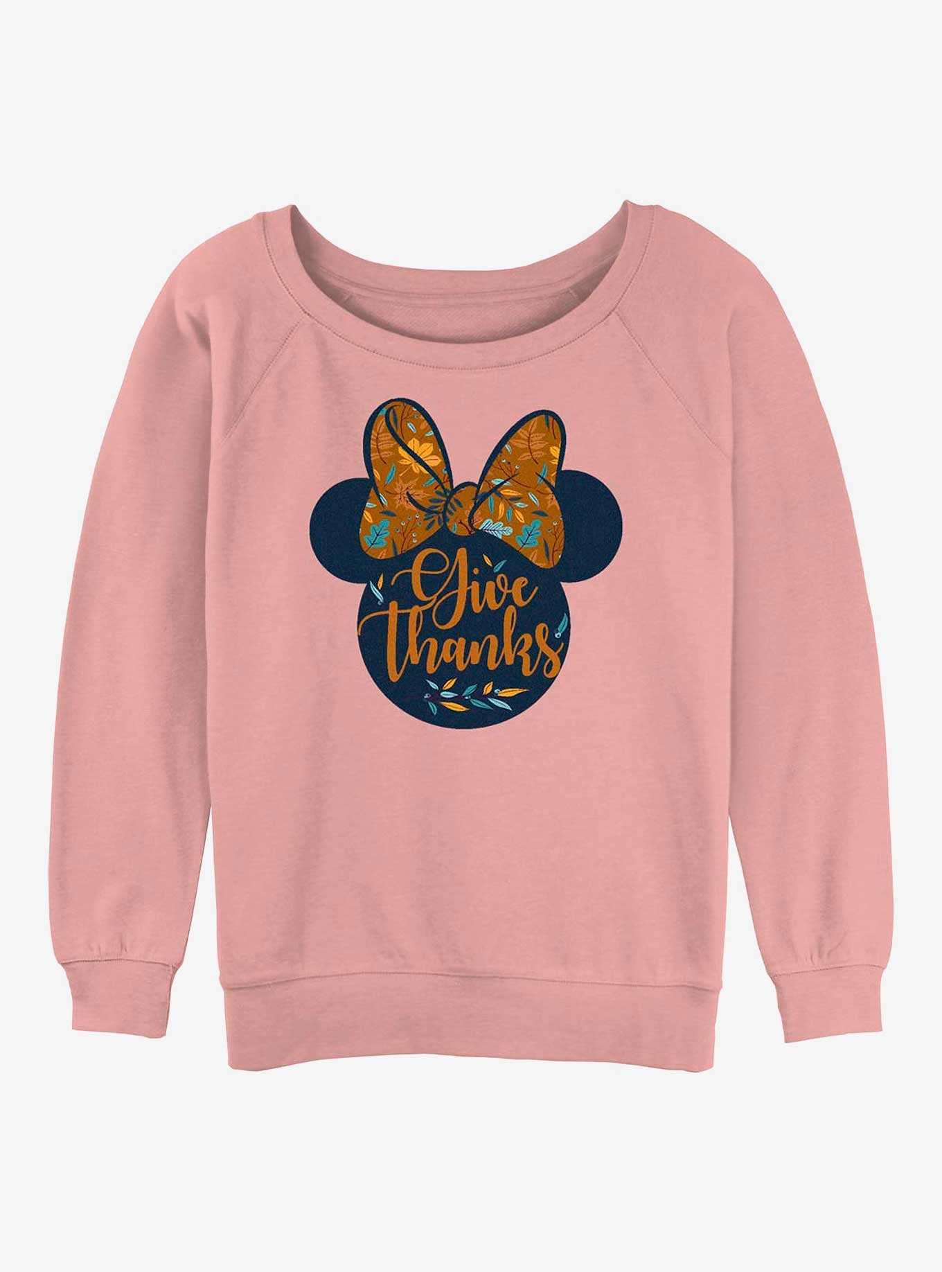 Disney Minnie Mouse Give Thanks Girls Slouchy Sweatshirt, , hi-res