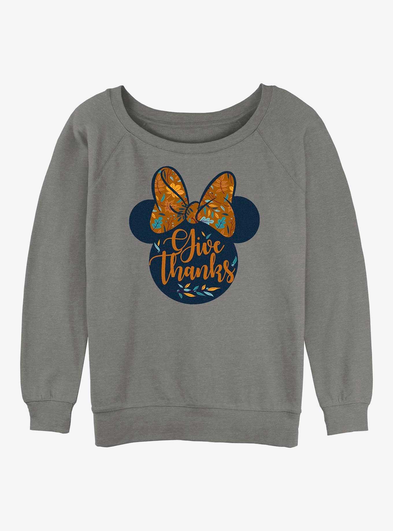 Disney Minnie Mouse Give Thanks Girls Slouchy Sweatshirt, GRAY HTR, hi-res