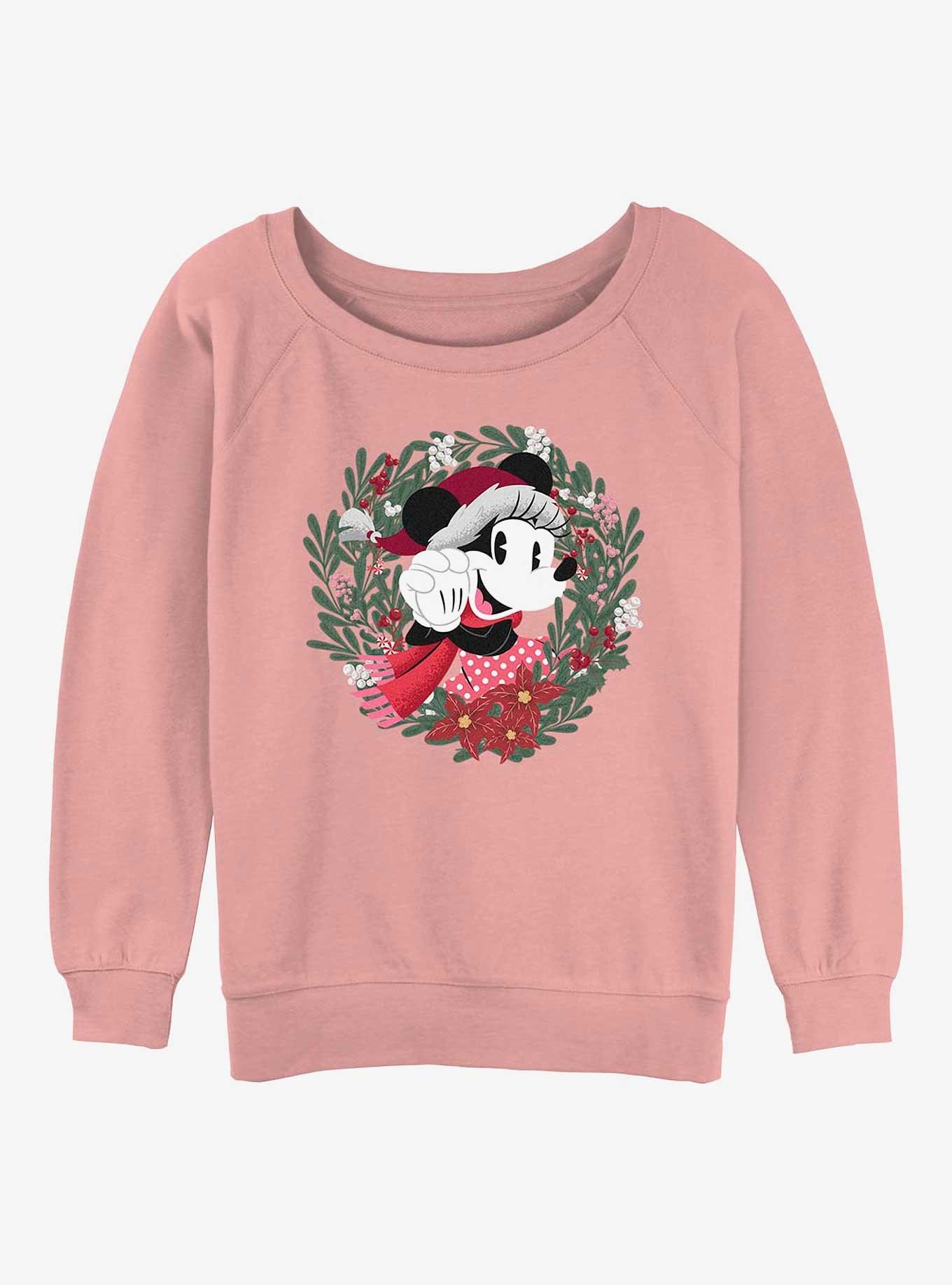 Hot Topic Disney Minnie Mouse Wreath Girls Slouchy Sweatshirt