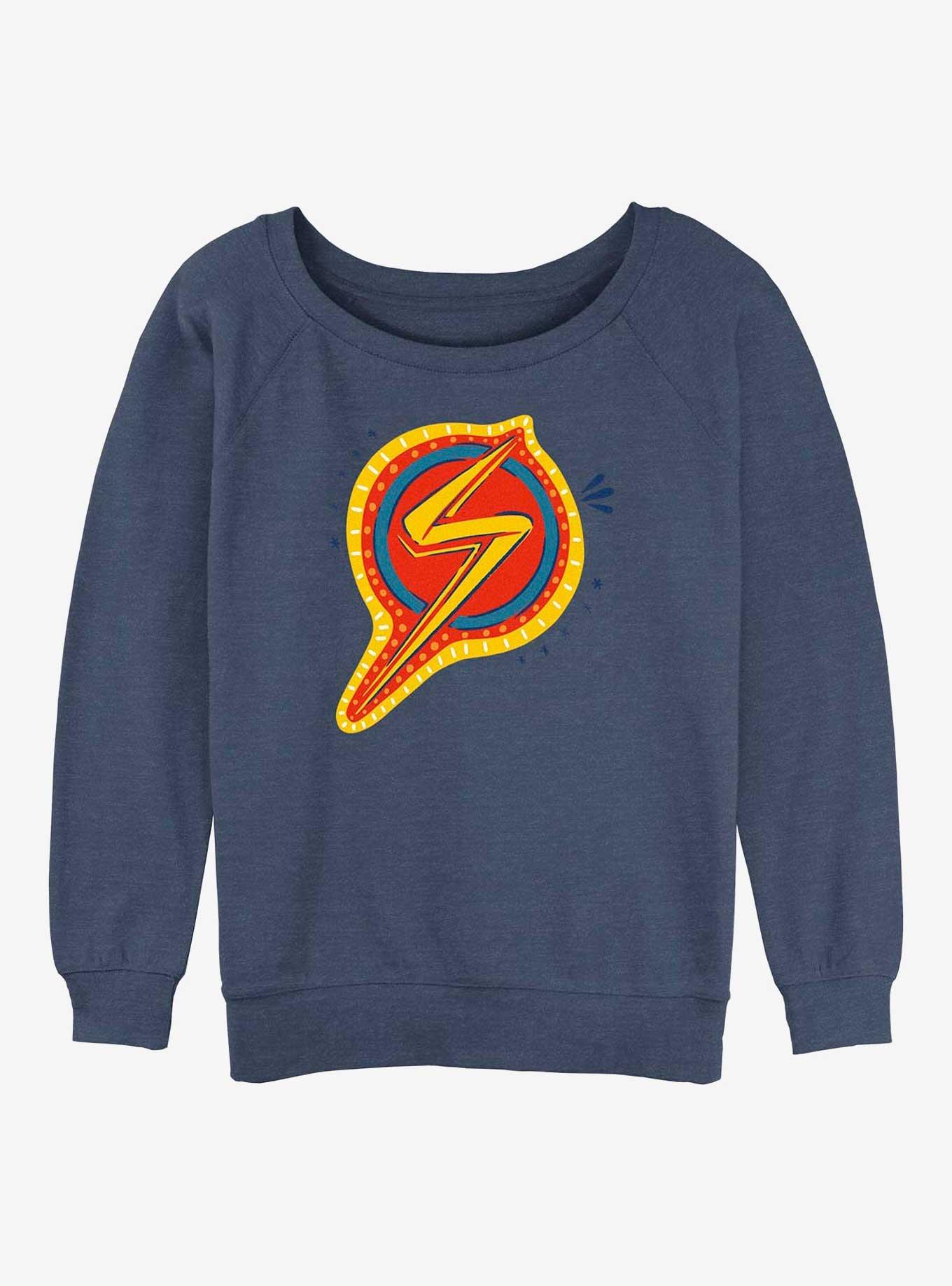 Marvel Ms. Marvel Decorative Symbol Girls Slouchy Sweatshirt, BLUEHTR, hi-res