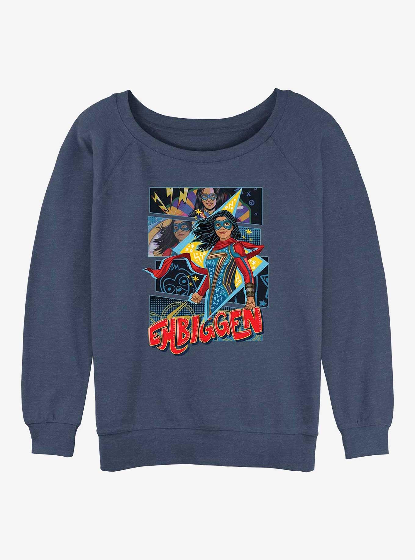 Marvel Ms. Marvel Embiggen Girls Slouchy Sweatshirt, BLUEHTR, hi-res