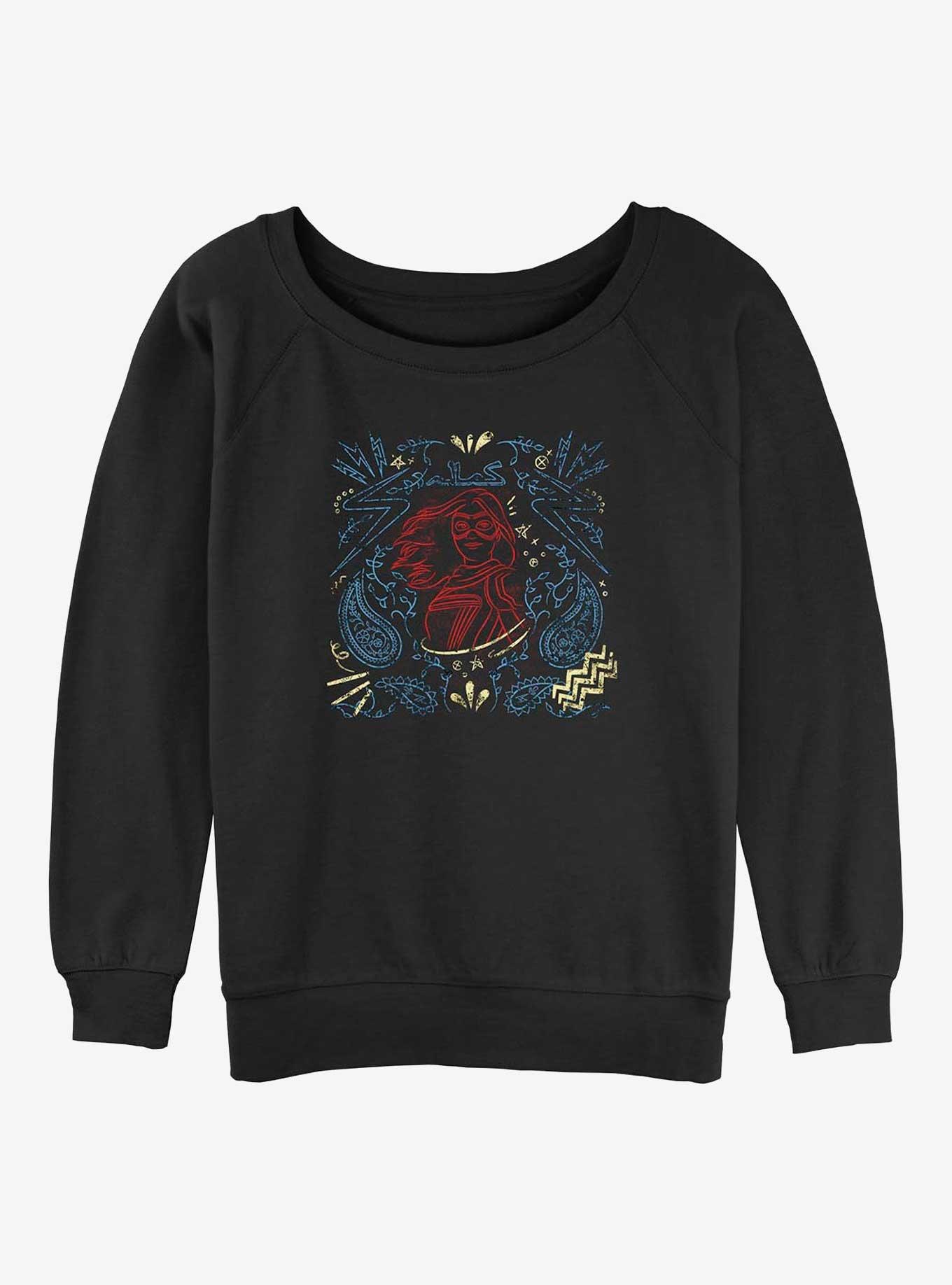 Marvel Ms. Marvel Line Drawing Girls Slouchy Sweatshirt