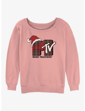 MTV Plaid Christmas Girls Slouchy Sweatshirt, , hi-res
