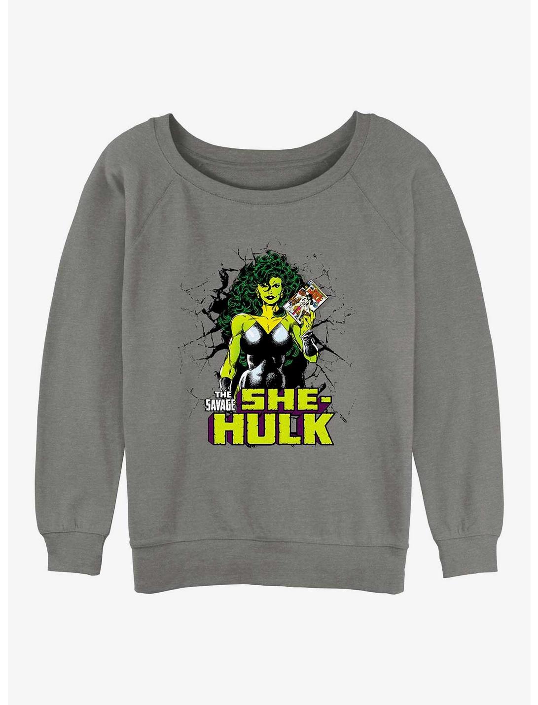 Marvel She-Hulk Savage Reader Girls Slouchy Sweatshirt, GRAY HTR, hi-res
