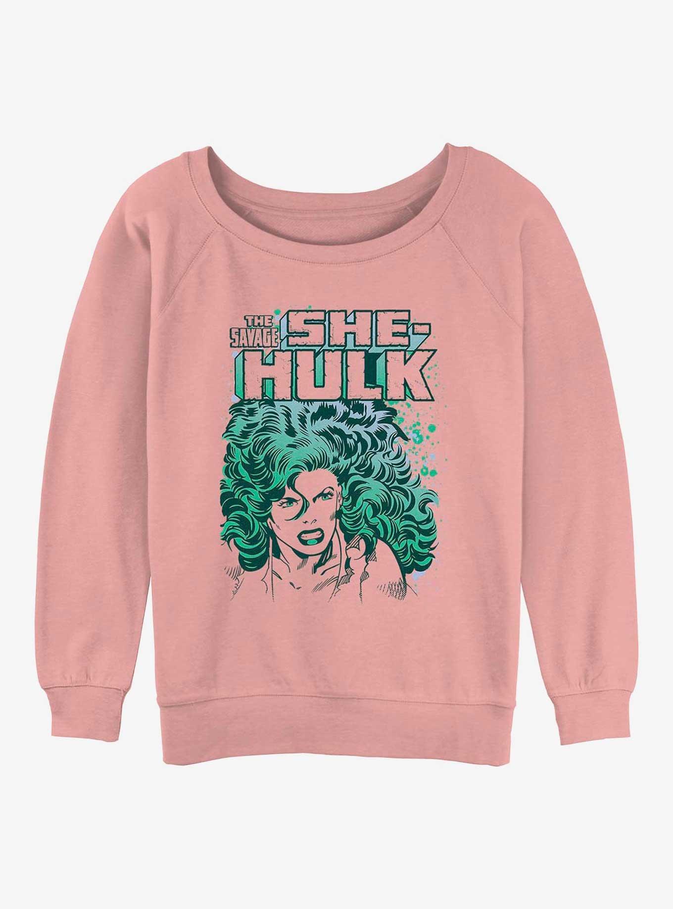 Marvel She-Hulk The Savage Girls Slouchy Sweatshirt, DESERTPNK, hi-res