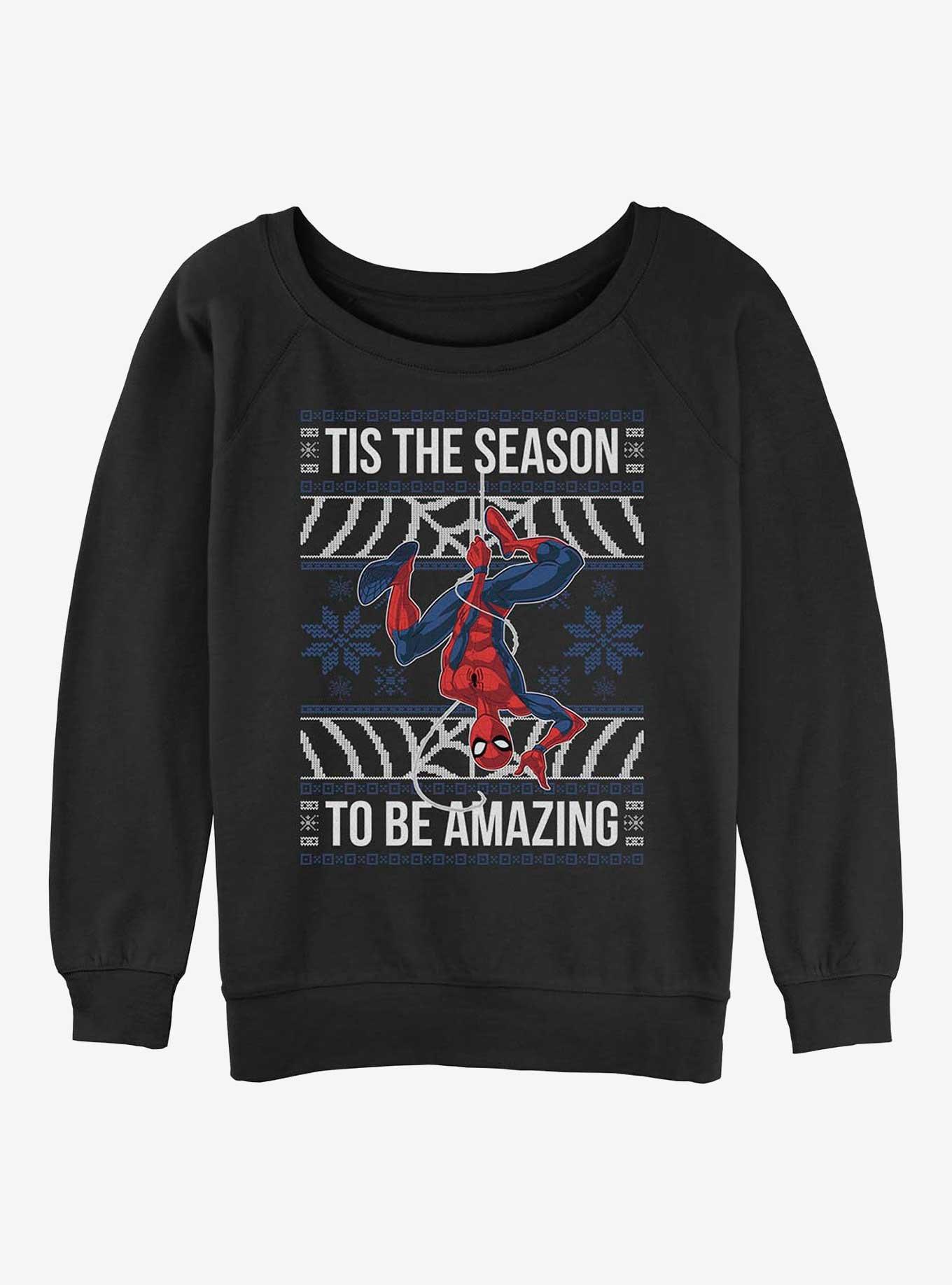 Marvel Spider-Man Tis The Season To Be Amazing Girls Slouchy Sweatshirt, , hi-res