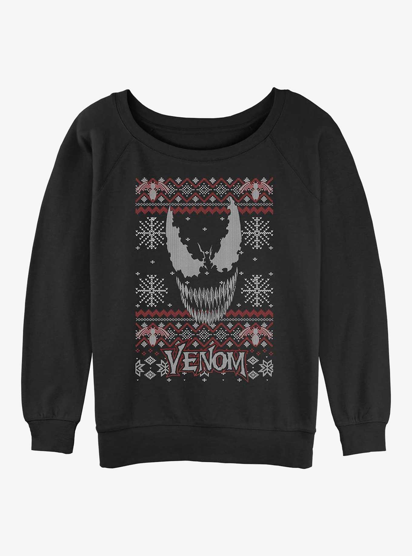 Marvel Venom Venom Ugly Christmas Girls Slouchy Sweatshirt, BLACK, hi-res